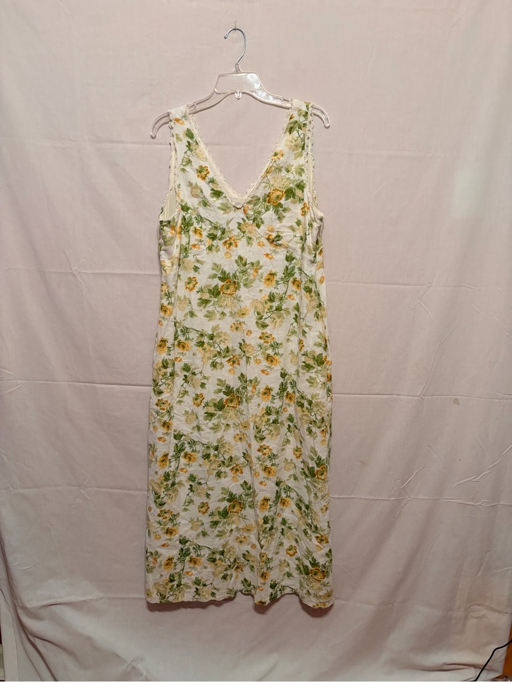 Laura Ashley White Maxi Dress with Yellow Floral Print